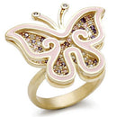 Yellow Gold Ring 1W096 Matte Gold Brass Ring with AAA Grade CZ