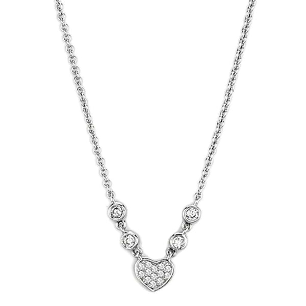 Charm Necklace 3W449 Rhodium Brass Necklace with AAA Grade CZ