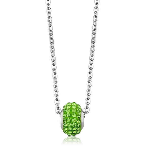 Crystal Necklace LO3330 Stainless Steel Necklace with Crystal in Peridot