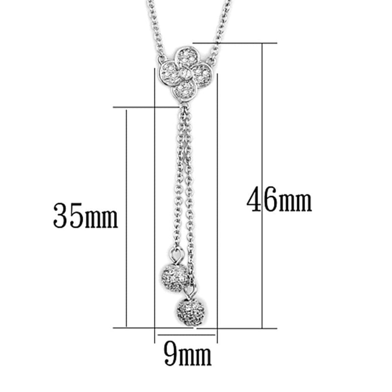 Cute Necklaces 3W424 Rhodium Brass Necklace with AAA Grade CZ