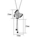 Cute Necklaces 3W441 Rhodium + Ruthenium Brass Necklace with CZ