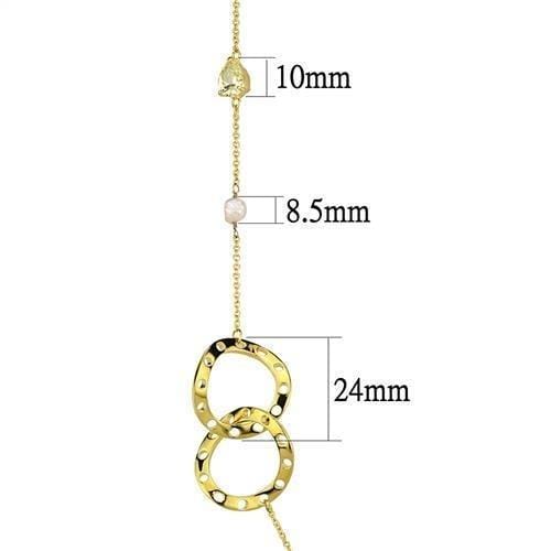 Gold Chain Necklace 3W1335 Gold Brass Necklace with CZ in Citrine Yellow