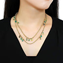 Gold Chain Necklace 3W1537 Gold Brass Necklace with Synthetic in Emerald