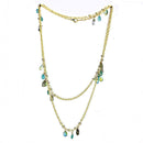 Gold Chain Necklace 3W1537 Gold Brass Necklace with Synthetic in Emerald