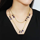 Gold Chain Necklace 3W1538 Gold Brass Necklace with Semi-Precious