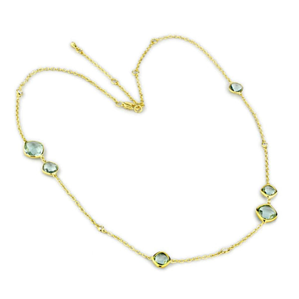 Gold Necklace For Women LO2703 Gold Brass Necklace with Synthetic in Emerald