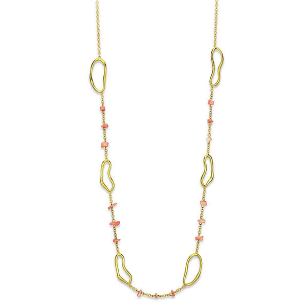 Gold Necklace For Women LO3340 Gold Brass Necklace with Semi-Precious