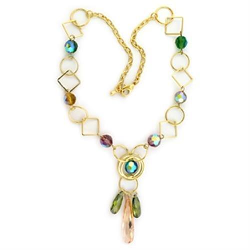 Gold Necklace For Women LO721 Gold Brass Necklace with Synthetic