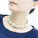 Silver Necklaces Gold Necklace LO4661 Gold Brass Necklace with Synthetic in White Alamode Fashion Jewelry Outlet