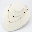 Gold Necklace LO4702 Gold Brass Necklace with AAA Grade CZ in Garnet
