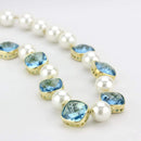Gold Necklace LO4706 Gold Brass Necklace with Synthetic in Sea Blue
