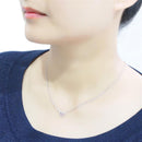 Necklace LO4694 Rhodium Brass Necklace with Top Grade Crystal