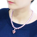 Necklace LO4705 Rhodium Brass Necklace with AAA Grade CZ in Rose