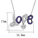 Necklaces For Women 3W414 Rhodium + Ruthenium Brass Necklace with CZ