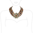 Silver Necklaces Pandora Necklace LO4210 Antique Copper Brass Necklace with Synthetic in Garnet Alamode Fashion Jewelry Outlet