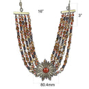 Silver Necklaces Pandora Necklace LO4210 Antique Copper Brass Necklace with Synthetic in Garnet Alamode Fashion Jewelry Outlet