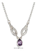 Silver Necklaces Sterling Silver 15-18" Adjustable Life Fish And Amethyst Teardrop Necklace JadeMoghul Inc.
