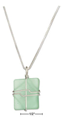 Silver Necklaces Sterling Silver 16"-18" Adjustable Wrapped Seafoam Green Sea Glass Necklace JadeMoghul