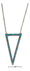 Silver Necklaces Sterling Silver 17"-18.5" Adjustable Sky Blue Micro Pave Cubic Zirconia Triangle Necklace JadeMoghul