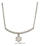 Silver Necklaces Sterling Silver 17"-18" Adjustable Micro Pave Cubic Zirconia Curved Bar Necklace With Snowflake JadeMoghul