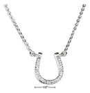 Silver Necklaces Sterling Silver 18" Cubic Zirconia Horseshoe Pendant Necklace JadeMoghul Inc.