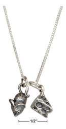 Silver Necklaces Sterling Silver 18" Wedge Of Cheese And Mouse Necklace JadeMoghul