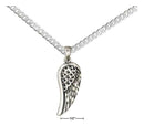 Silver Necklaces Sterling Silver 20" Angel Wing Pendant Necklace On Curb Chain JadeMoghul Inc.