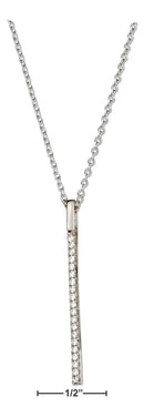 Silver Necklaces Sterling Silver Necklace: 16"-18" Adjustable Micro Pave Cubic Zirconia Vertical Bar Necklace JadeMoghul Inc.