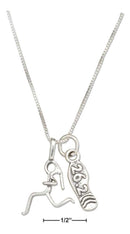 Silver Necklaces Sterling Silver Necklace: 18" Woman Runner Necklace With Sneaker 26.2 Marathon Pendant JadeMoghul Inc.