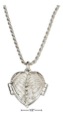 Silver Necklaces Sterling Silver Necklaces: 18" Angel Wings Heart Locket Necklace JadeMoghul