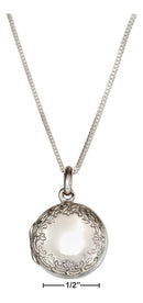 Silver Necklaces Sterling Silver Necklaces: 18" Small Etched Border Round Locket Necklace JadeMoghul