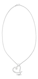 Sterling Silver Necklaces: 18" Whimsical Open Heart Necklace On Box Chain