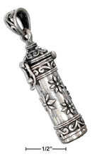 STERLING SILVER ANTIQUED TUBULAR FLORAL PRAYER BOX LOCKET