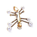 Trendy Fashion Vintage Gold Ramatic Spread Out Pearls Brooch For Women