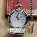 Silver Quartz Pocket Watch With Short Chain - Unisex AExp