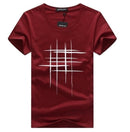 Simple creative design line cross Print cotton T Shirts Men's New Arrival Summer Style Short Sleeve Men t-shirt-Burgundy-S-JadeMoghul Inc.