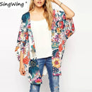 Singwing Women Summer Kimono Women Print Floral Blouses Loose Type Chiffon Kimonos Regular Floral Printed bohemian Blouse-as photo-L-JadeMoghul Inc.