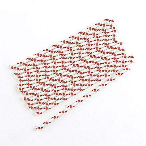 "Sippers" Polka Dot Paper Straws Red (Pack of 75)-Wedding Candy Buffet Accessories-JadeMoghul Inc.