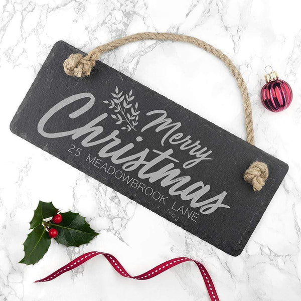 Slate Gifts & Accessories Personalized Signs Merry Christmas Slate Hanging Sign Treat Gifts