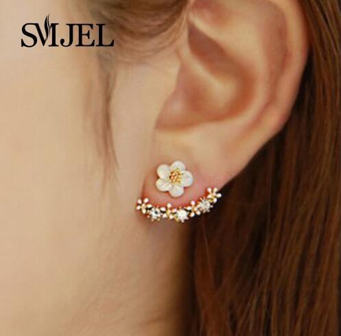 SMJEL 2017 Fashion Jewelry Cute Cherry Blossoms Flower Stud Earrings for Women Several Peach Blossoms Earrings S129-Gold-color-JadeMoghul Inc.