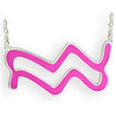 Silver Pendant SNK09PPINK Silver Brass Chain Pendant with Epoxy