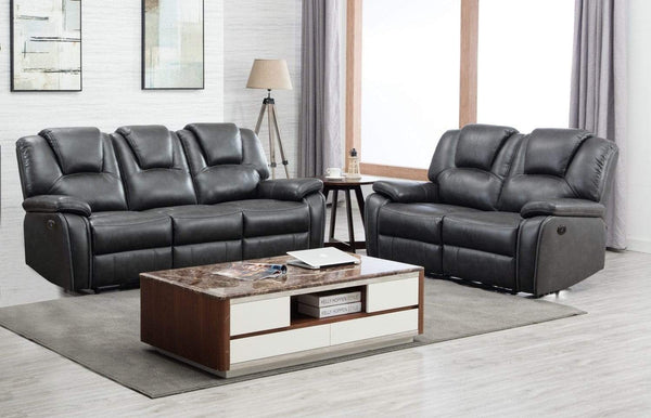 Sofas Modern Leather Sofa - 146" X 76" X 80" Gray Power Reclining Sofa Love HomeRoots