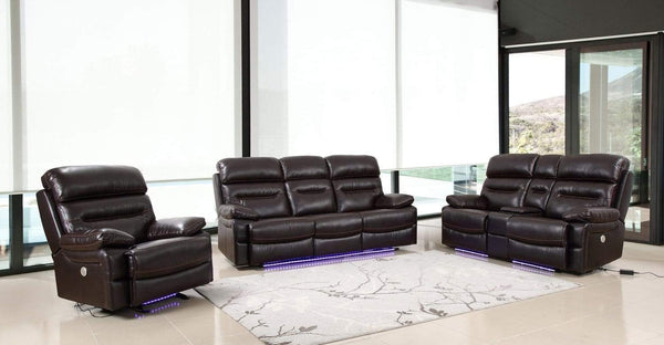 Sofas Modern Leather Sofa - 210" X 120" X 123" Brown Power Reclining Sofa Set HomeRoots