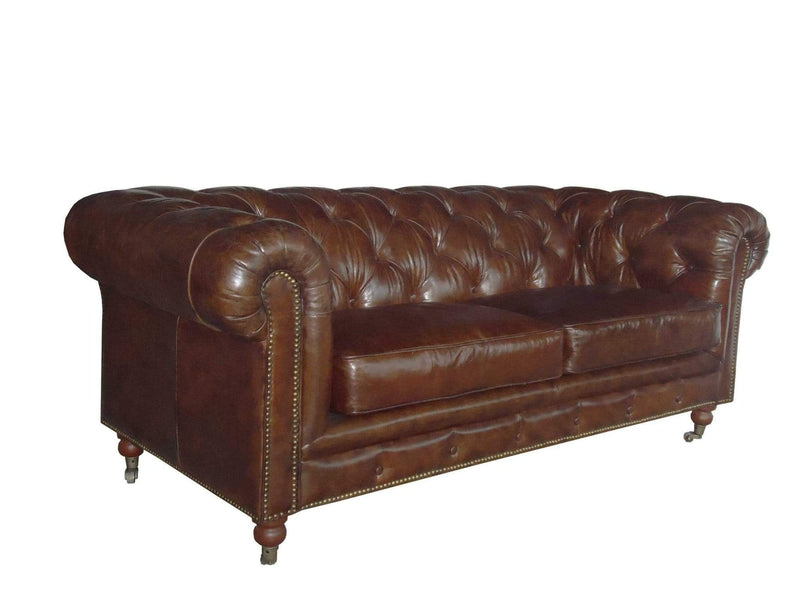 Sofas Modern Leather Sofa - 36" X 76" X 30" Brown Leather Sofa 2 Places HomeRoots