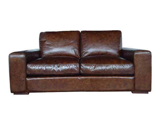 Sofas Modern Leather Sofa - 42" X 72" X 34" Brown Full Leather Sofa 2 Seater HomeRoots