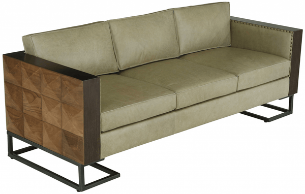 Sofas Modern Leather Sofa - 84" X 33" X 27" Black And Brown Iron/Wood/Leather Sofa HomeRoots