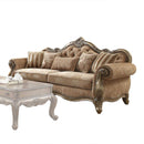 Sofas Modern Sofa - 35" X 93" X 42" Fabric Vintage Oak Upholstery Poly Resin Sofa w/5 Pillows HomeRoots