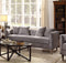 Sofas Regal Gray Velvet Sofa with 4 Pillows Benzara
