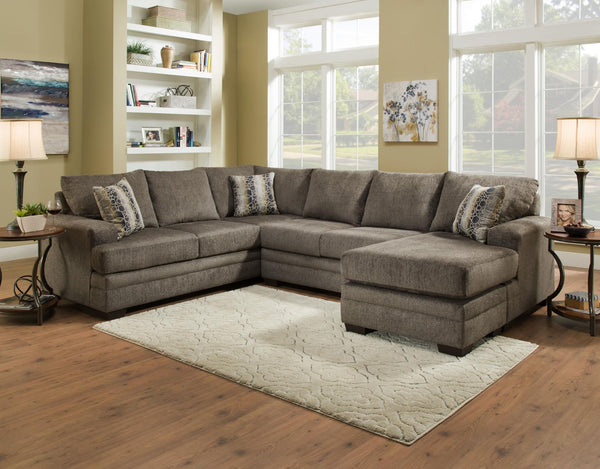 Sofas Sectional Sofa - 126" X 64" X 38" Cornell Pewter 100% Polyester Sectional HomeRoots