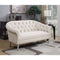 Traditional Settee With Tufting And Pleated Roll Arms, White